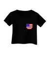 American Flag Faux Pocket Design Infant T-Shirt Dark by TooLoud-Infant T-Shirt-TooLoud-Black-06-Months-Davson Sales