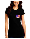 American Flag Faux Pocket Design Juniors Crew Dark T-Shirt by TooLoud-T-Shirts Juniors Tops-TooLoud-Black-Juniors Fitted Small-Davson Sales