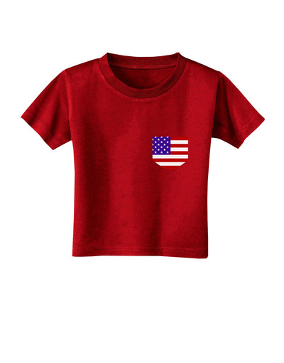 American Flag Faux Pocket Design Toddler T-Shirt Dark by TooLoud-Toddler T-Shirt-TooLoud-Red-2T-Davson Sales