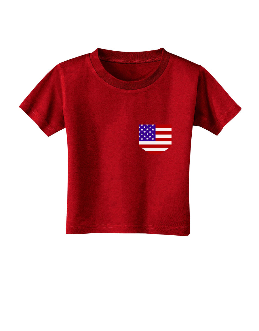 American Flag Faux Pocket Design Toddler T-Shirt Dark by TooLoud-Toddler T-Shirt-TooLoud-Black-2T-Davson Sales