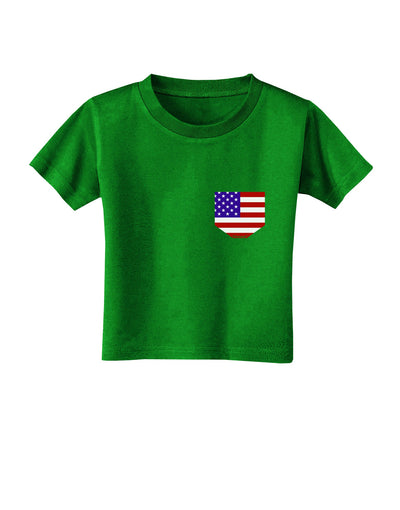 American Flag Faux Pocket Design Toddler T-Shirt Dark by TooLoud-Toddler T-Shirt-TooLoud-Clover-Green-2T-Davson Sales