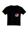 American Flag Faux Pocket Design Toddler T-Shirt Dark by TooLoud-Toddler T-Shirt-TooLoud-Black-2T-Davson Sales