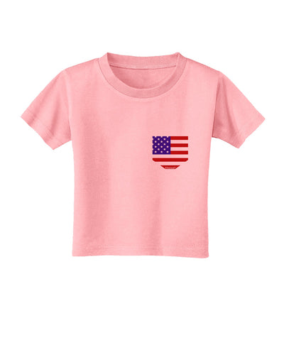 American Flag Faux Pocket Design Toddler T-Shirt by TooLoud-Toddler T-Shirt-TooLoud-Candy-Pink-2T-Davson Sales