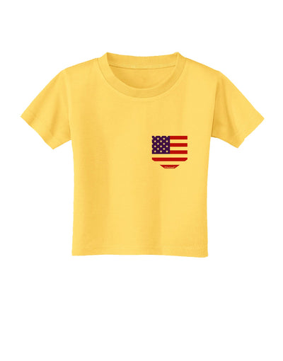 American Flag Faux Pocket Design Toddler T-Shirt by TooLoud-Toddler T-Shirt-TooLoud-Yellow-2T-Davson Sales