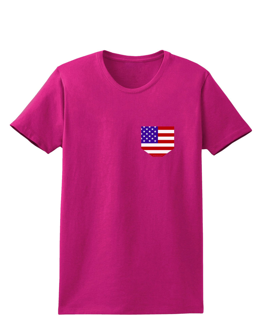 American Flag Faux Pocket Design Womens Dark T-Shirt by TooLoud-Womens T-Shirt-TooLoud-Black-X-Small-Davson Sales