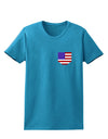 American Flag Faux Pocket Design Womens Dark T-Shirt by TooLoud-Womens T-Shirt-TooLoud-Turquoise-X-Small-Davson Sales
