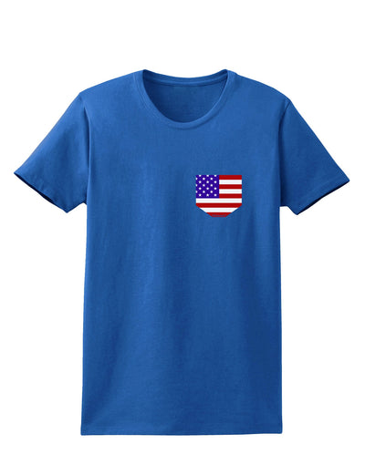 American Flag Faux Pocket Design Womens Dark T-Shirt by TooLoud-Womens T-Shirt-TooLoud-Royal-Blue-X-Small-Davson Sales
