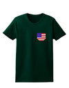 American Flag Faux Pocket Design Womens Dark T-Shirt by TooLoud-Womens T-Shirt-TooLoud-Forest-Green-Small-Davson Sales