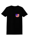 American Flag Faux Pocket Design Womens Dark T-Shirt by TooLoud-Womens T-Shirt-TooLoud-Black-X-Small-Davson Sales