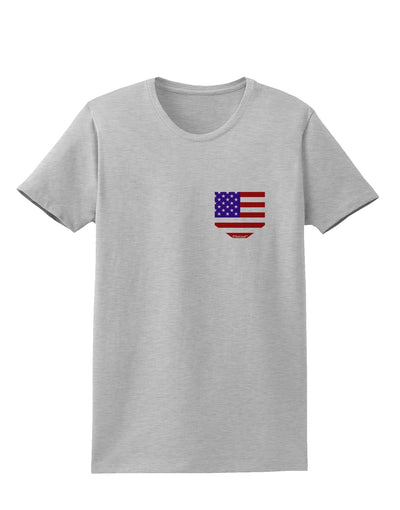 American Flag Faux Pocket Design Womens T-Shirt by TooLoud-Womens T-Shirt-TooLoud-AshGray-X-Small-Davson Sales