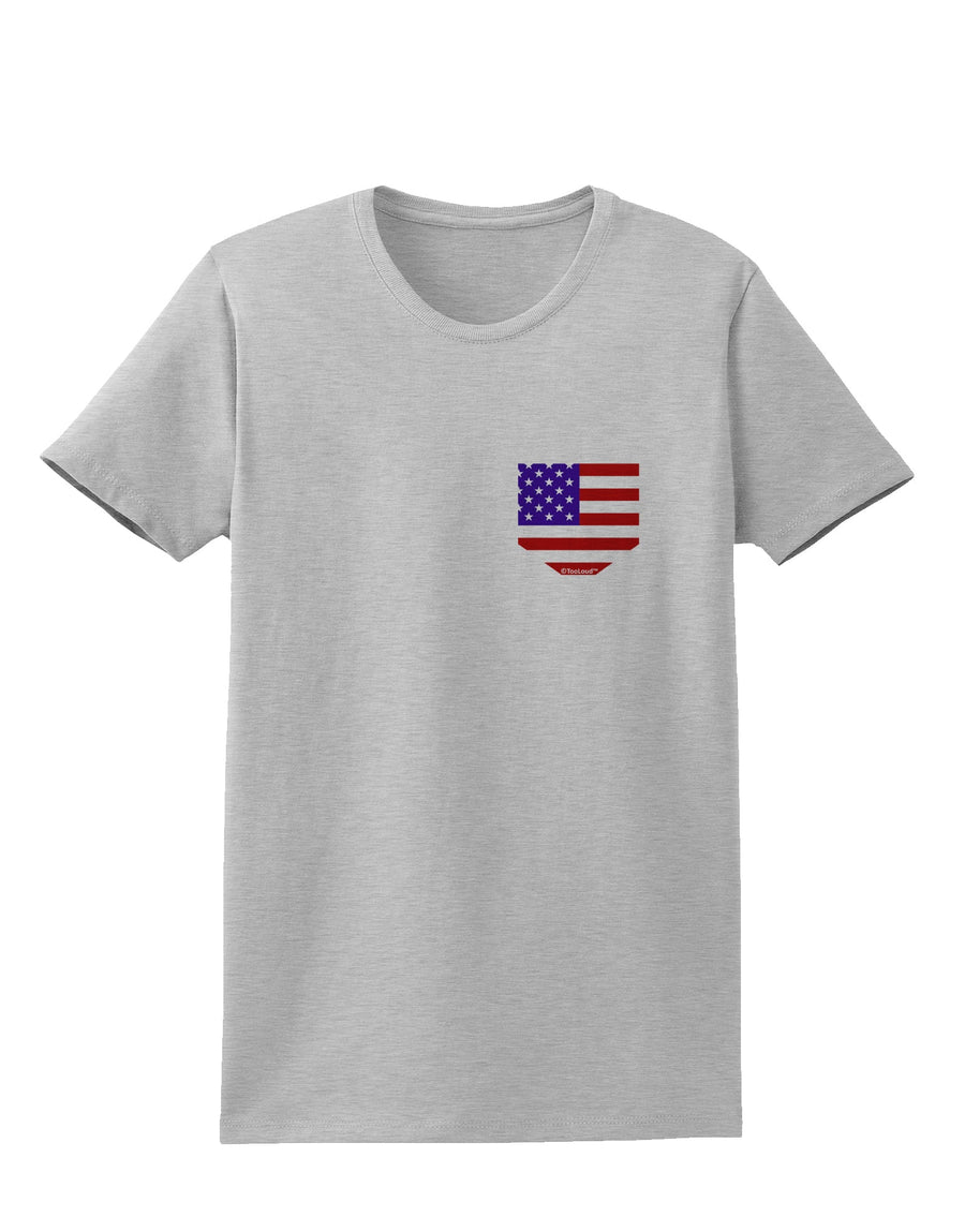 American Flag Faux Pocket Design Womens T-Shirt by TooLoud-Womens T-Shirt-TooLoud-White-X-Small-Davson Sales