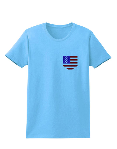 American Flag Faux Pocket Design Womens T-Shirt by TooLoud-Womens T-Shirt-TooLoud-Aquatic-Blue-X-Small-Davson Sales