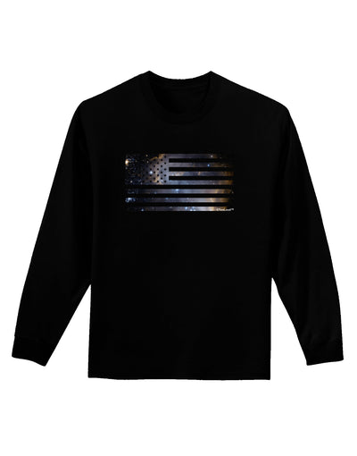 American Flag Galaxy Adult Long Sleeve Dark T-Shirt by TooLoud-TooLoud-Black-Small-Davson Sales