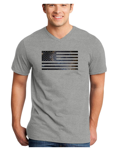 American Flag Galaxy Adult V-Neck T-shirt by TooLoud-Mens V-Neck T-Shirt-TooLoud-HeatherGray-Small-Davson Sales