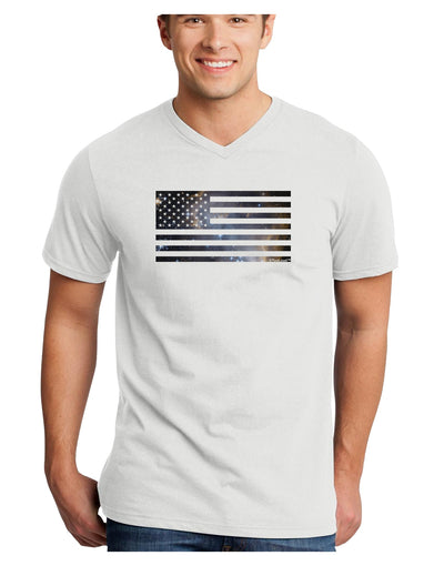 American Flag Galaxy Adult V-Neck T-shirt by TooLoud-Mens V-Neck T-Shirt-TooLoud-White-Small-Davson Sales