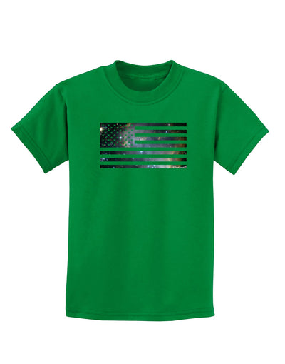 American Flag Galaxy Childrens Dark T-Shirt by TooLoud-Childrens T-Shirt-TooLoud-Kelly-Green-X-Small-Davson Sales