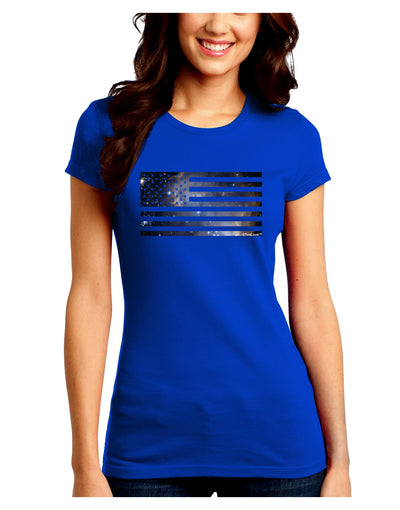 American Flag Galaxy Juniors Crew Dark T-Shirt by TooLoud-T-Shirts Juniors Tops-TooLoud-Royal-Blue-Juniors Fitted Small-Davson Sales