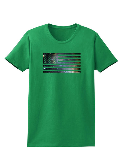 American Flag Galaxy Womens Dark T-Shirt by TooLoud-Womens T-Shirt-TooLoud-Kelly-Green-X-Small-Davson Sales