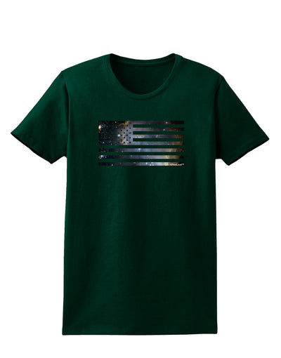 American Flag Galaxy Womens Dark T-Shirt by TooLoud-Womens T-Shirt-TooLoud-Forest-Green-Small-Davson Sales