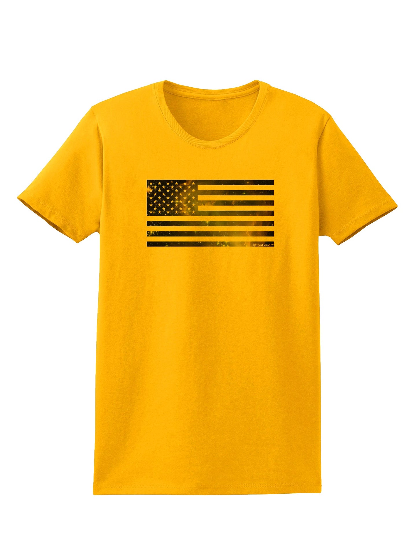 American Flag Galaxy Womens T-Shirt by TooLoud-Womens T-Shirt-TooLoud-Gold-X-Small-Davson Sales
