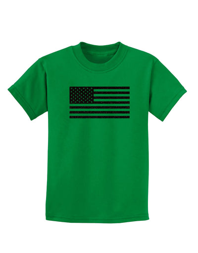 American Flag Glitter - Black Childrens Dark T-Shirt-Childrens T-Shirt-TooLoud-Kelly-Green-X-Small-Davson Sales