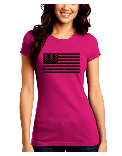 American Flag Glitter - Black Juniors Crew Dark T-Shirt-T-Shirts Juniors Tops-TooLoud-Hot-Pink-Juniors Fitted Small-Davson Sales