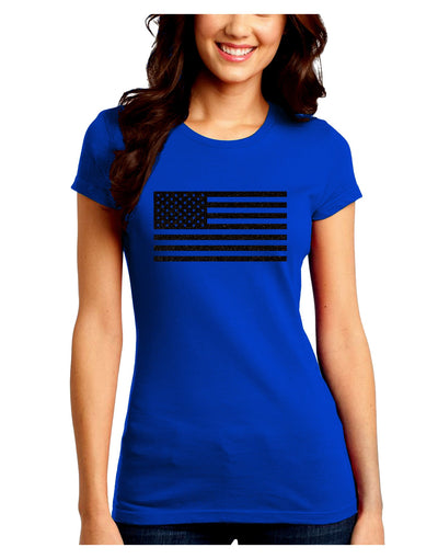 American Flag Glitter - Black Juniors Crew Dark T-Shirt-T-Shirts Juniors Tops-TooLoud-Royal-Blue-Juniors Fitted Small-Davson Sales