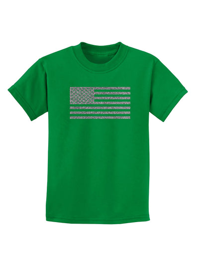 American Flag Glitter - Silver Childrens Dark T-Shirt-Childrens T-Shirt-TooLoud-Kelly-Green-X-Small-Davson Sales