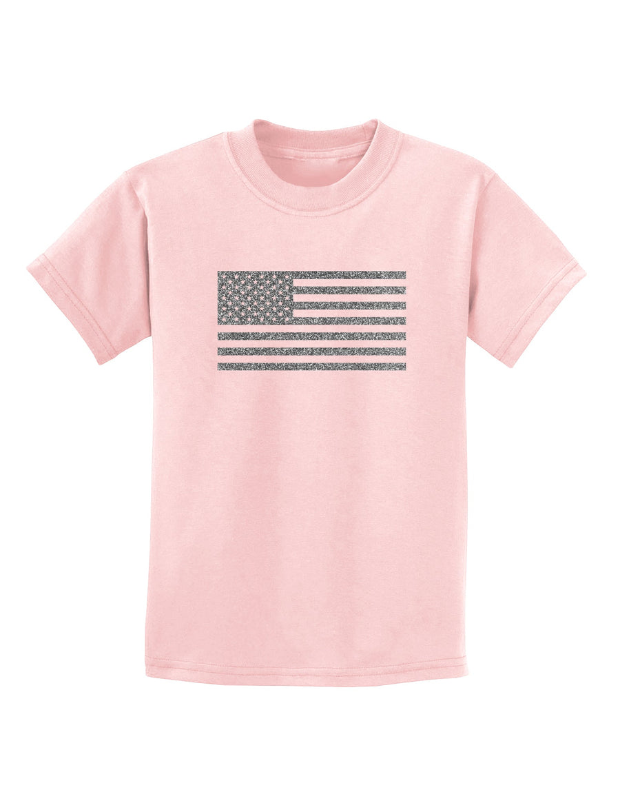 American Flag Glitter - Silver Childrens T-Shirt-Childrens T-Shirt-TooLoud-White-X-Small-Davson Sales