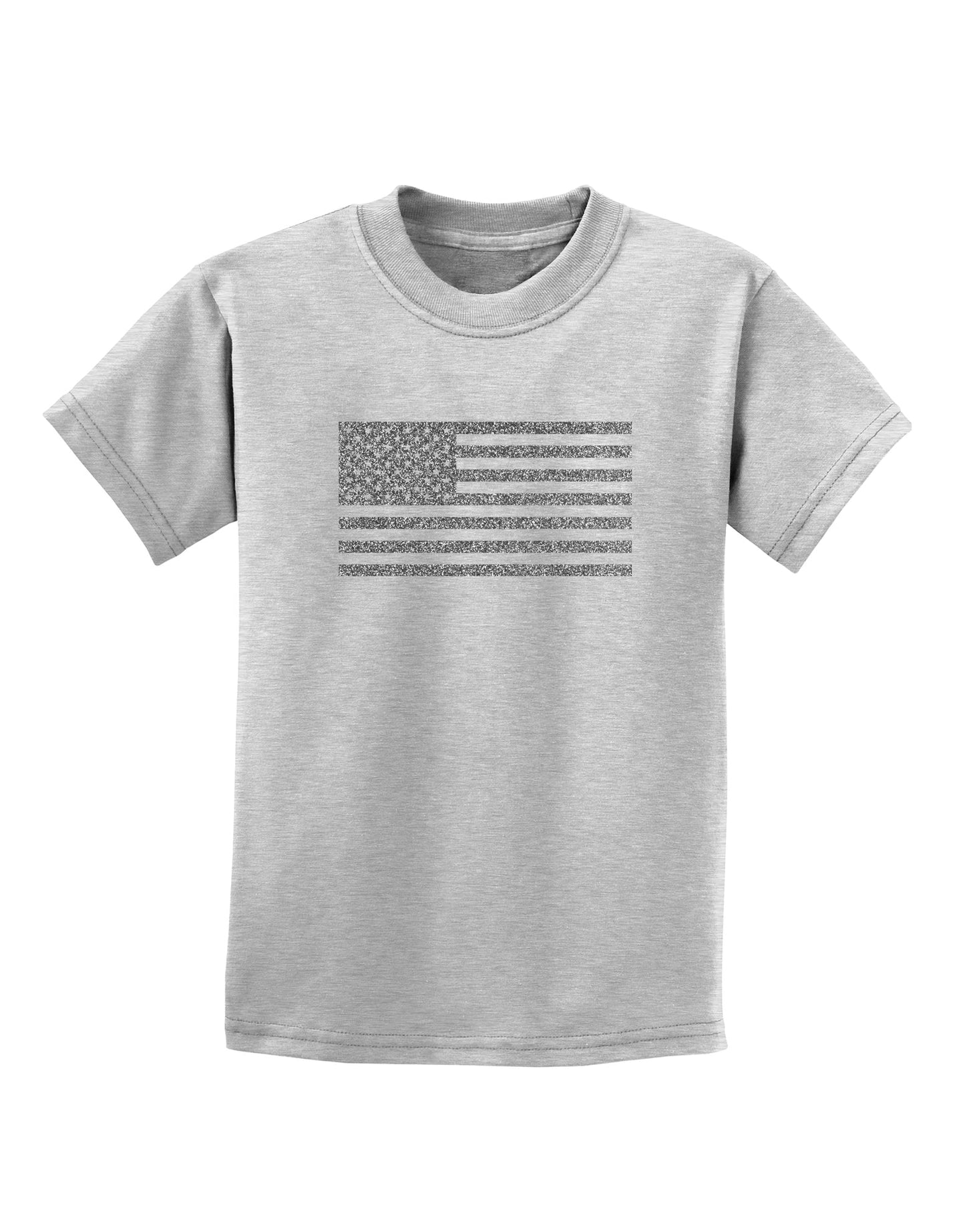 American Flag Glitter - Silver Childrens T-Shirt-Childrens T-Shirt-TooLoud-AshGray-X-Small-Davson Sales