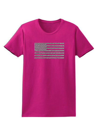 American Flag Glitter - Silver Womens Dark T-Shirt-TooLoud-Hot-Pink-Small-Davson Sales