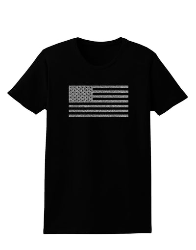 American Flag Glitter - Silver Womens Dark T-Shirt-TooLoud-Black-X-Small-Davson Sales