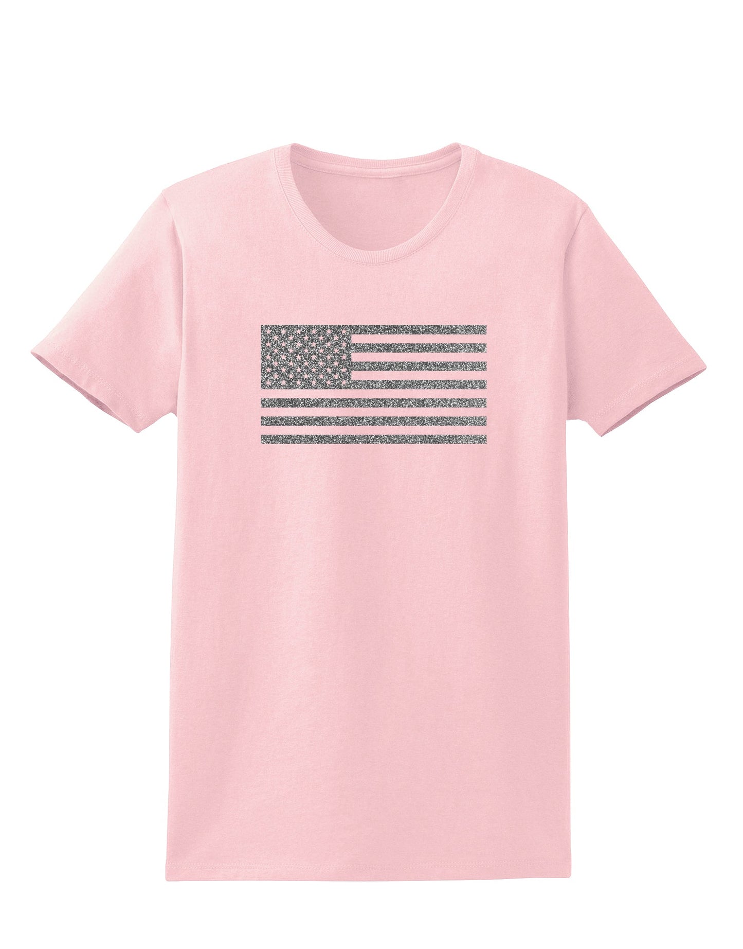 American Flag Glitter - Silver Womens T-Shirt-Womens T-Shirt-TooLoud-PalePink-X-Small-Davson Sales