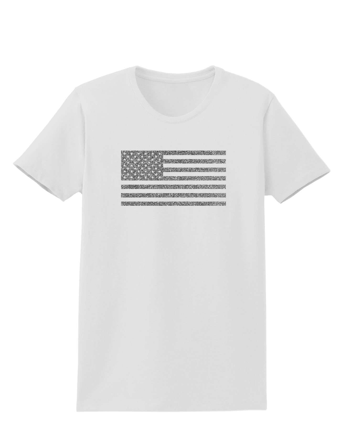 American Flag Glitter - Silver Womens T-Shirt-Womens T-Shirt-TooLoud-White-X-Small-Davson Sales