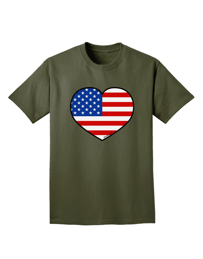 American Flag Heart Design Adult Dark T-Shirt by TooLoud-Mens T-Shirt-TooLoud-Military-Green-Small-Davson Sales