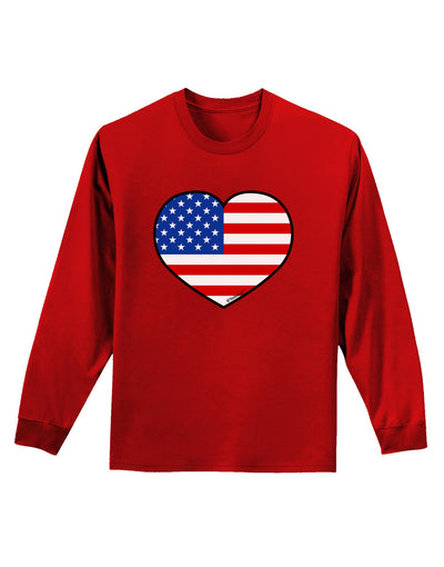 American Flag Heart Design Adult Long Sleeve Dark T-Shirt by TooLoud-TooLoud-Red-Small-Davson Sales