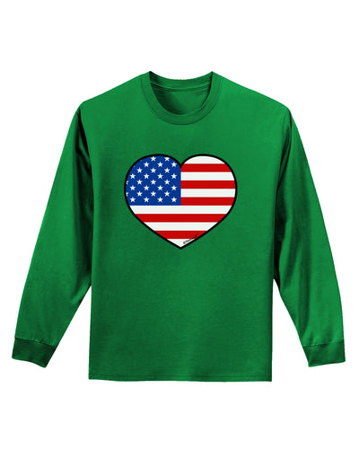 American Flag Heart Design Adult Long Sleeve Dark T-Shirt by TooLoud-TooLoud-Kelly-Green-Small-Davson Sales