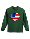 American Flag Heart Design Adult Long Sleeve Dark T-Shirt by TooLoud-TooLoud-Dark-Green-Small-Davson Sales