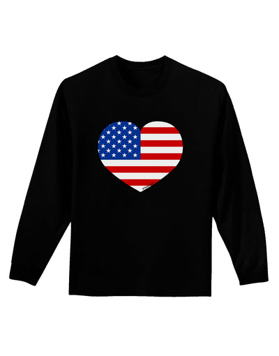 American Flag Heart Design Adult Long Sleeve Dark T-Shirt by TooLoud-TooLoud-Black-Small-Davson Sales