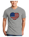 American Flag Heart Design Adult V-Neck T-shirt by TooLoud-Mens V-Neck T-Shirt-TooLoud-HeatherGray-Small-Davson Sales