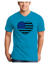 American Flag Heart Design Adult V-Neck T-shirt by TooLoud-Mens V-Neck T-Shirt-TooLoud-Turquoise-Small-Davson Sales