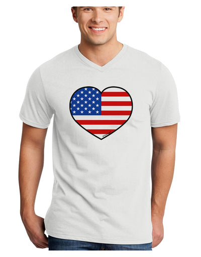 American Flag Heart Design Adult V-Neck T-shirt by TooLoud-Mens V-Neck T-Shirt-TooLoud-White-Small-Davson Sales