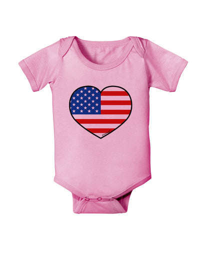 American Flag Heart Design Baby Romper Bodysuit by TooLoud-Baby Romper-TooLoud-Light-Pink-06-Months-Davson Sales