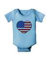 American Flag Heart Design Baby Romper Bodysuit by TooLoud-Baby Romper-TooLoud-Light-Blue-06-Months-Davson Sales