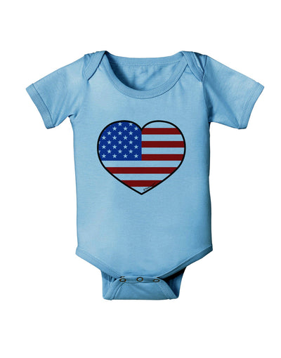 American Flag Heart Design Baby Romper Bodysuit by TooLoud-Baby Romper-TooLoud-Light-Blue-06-Months-Davson Sales