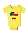 American Flag Heart Design Baby Romper Bodysuit by TooLoud-Baby Romper-TooLoud-Yellow-06-Months-Davson Sales