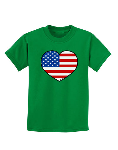 American Flag Heart Design Childrens Dark T-Shirt by TooLoud-Childrens T-Shirt-TooLoud-Kelly-Green-X-Small-Davson Sales