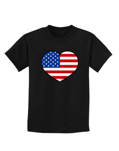 American Flag Heart Design Childrens Dark T-Shirt by TooLoud-Childrens T-Shirt-TooLoud-Black-X-Small-Davson Sales