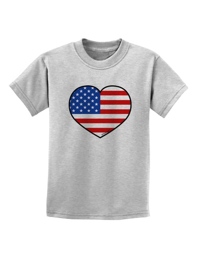 American Flag Heart Design Childrens T-Shirt by TooLoud-Childrens T-Shirt-TooLoud-AshGray-X-Small-Davson Sales