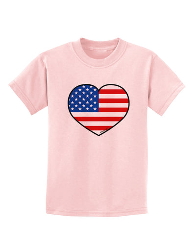 American Flag Heart Design Childrens T-Shirt by TooLoud-Childrens T-Shirt-TooLoud-PalePink-X-Small-Davson Sales